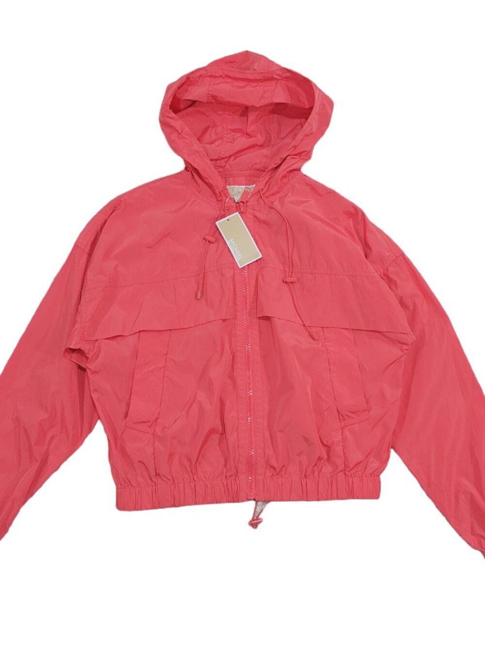 Michael Michael Kors Womens XXS Hooded Woven Anorak Jacket Pink (New With Flaws)